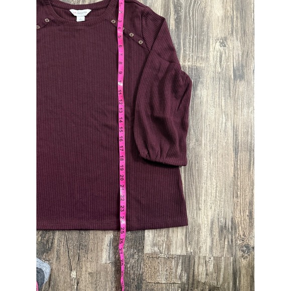 Liz Claiborne Womens Burgundy Crew Neck Casual Soft 3/4 sleeve sweater sz Lrg - Picture 5 of 7